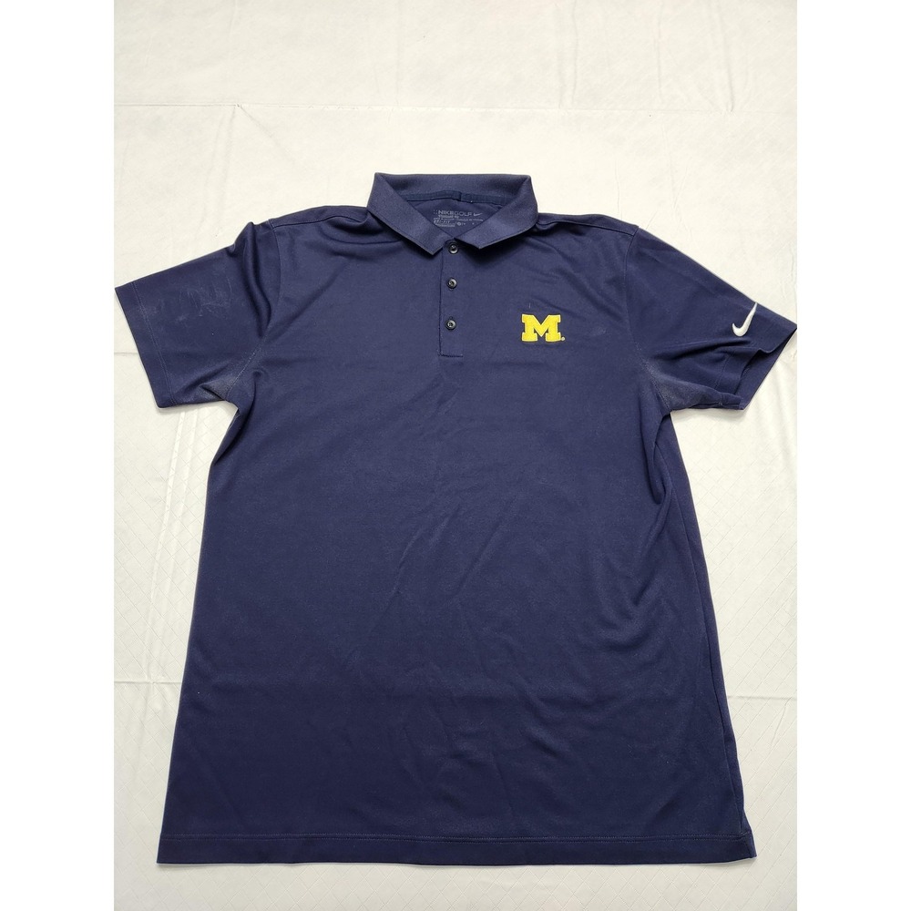 Michigan Wolverines Polo Shirt Mens Medium Blue NCAA Golf Nike Dri Fit College